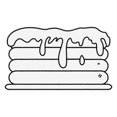 line art illustration pancakes with syrup