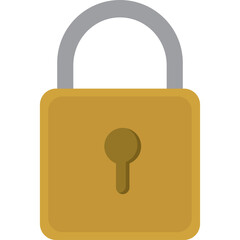 Golden Padlock Icon With Gray Handle On Transparent Background Security Concept