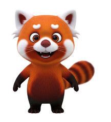 Fototapeta premium Adorable 3D Rendered Red Panda Character Isolated Cutout Transparent PNG