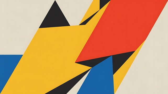 Abstract geometric composition with bold colors and sharp angles