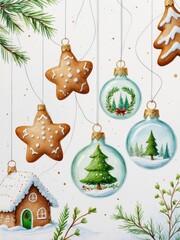 Christmas Cookies and Ornaments Illustration