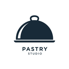 Obraz premium Pastry Studio Logo with Cloche and Text.