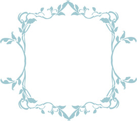 Soft blue floral frame with elegant curves, ideal for wedding cards, quotes, and invitations design set.