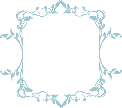 Soft blue floral frame with elegant curves, ideal for wedding cards, quotes, and invitations design set.