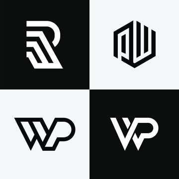 letter Wp or Pw  initial minimalist trendy unique logo