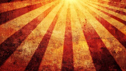 Abstract vintage sunburst background with a retro grunge texture, radiating warmth and nostalgic charm