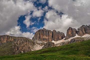 nature sceneries from the Pordoi Pass, Dolomites, Italy