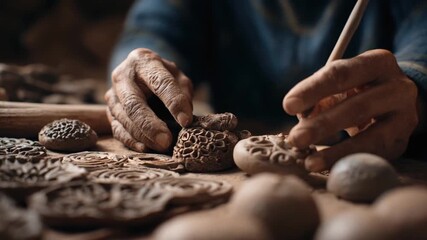 Handcrafted eco friendly Christmas decoration made from natural clay with detailed patterns shaped by skilled hands creating warm festive charm