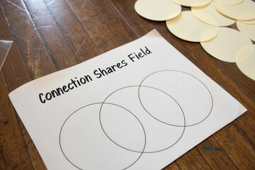 Diagram of overlapping circles on a white paper for connection shares field