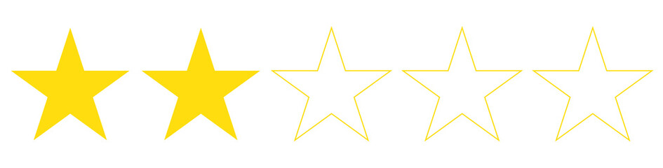 Two-star product rating review flat icon for apps and websites