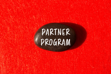Partner program message written on stone background. Conceptual Partner program symbol. Copy space.