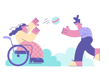 Happy lifestyle of disabled people concept