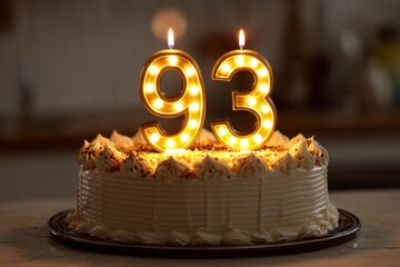 Festive Cake with Illuminated Number Candles for Celebration Event