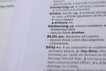 Close Up Of English Dictionary Page With Word - BLItt