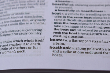 Fototapeta premium Close Up Of English Dictionary Page With Word - boater