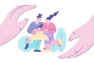 Family with children protection concept