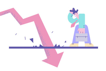 Economical fall, Debts, bankruptcy concept