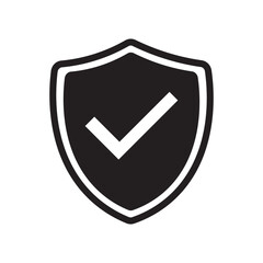 Black shield with check mark icon vector