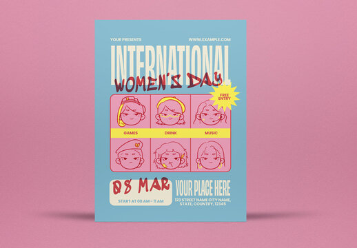 Blue Hand Drawn Women's International Day Flyer Layout