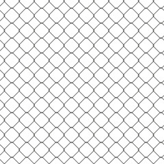 Fototapeta premium Steel fence wire chain link seamless pattern, simple grid background. Prison wire mesh, fishnet texture. Basketball hoop net. Metal rhombus lattice. Pattern for soccer, football, hockey gates.