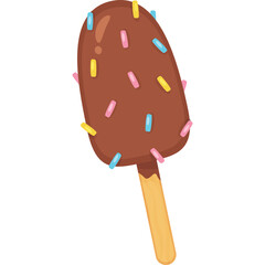 Delicious Chocolate Covered Ice Cream Bar With Colorful Sprinkles on a Transparent Background