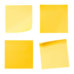 Crisp Clean Yellow Sticky Notes Arranged Against Bright Background, Isolated on Transparent Background