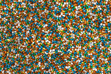 Colorful Capsules Pattern – 3D Rendering of Medicine Pills Background