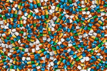 Colorful Capsules Pattern &ndash; 3D Rendering of Medicine Pills Background
