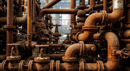 an iron pipe from an oil factory that is no longer functioning