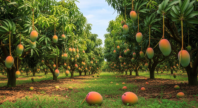 mango tree in the orchard - Powered by Adobe