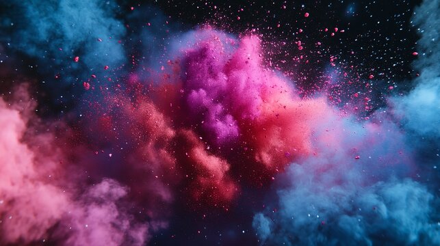 A captivating burst of colorful powder creates a dynamic and abstract background with a sense of energy