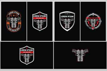 Gun collection badge logo design vector image template