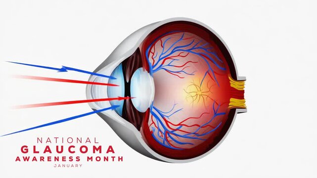 National Glaucoma awareness month. Raising Awareness About Glaucoma Risks. Glaucoma concept animation video.