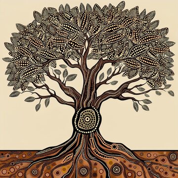 Tree of Knowledge from Aboriginal Australian Mythology with Abor