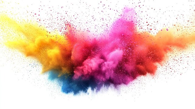 Dynamic explosion of vibrant colors in a powder cloud, , creating a captivating effect
