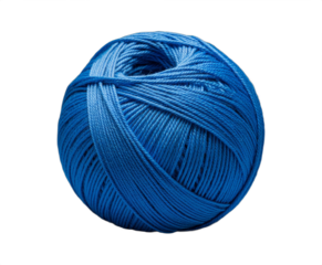 Bright Blue Yarn Ball on Transparent Background