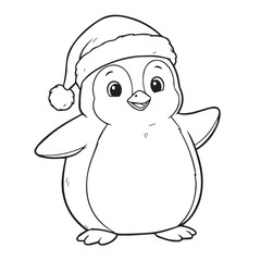 Penguin Christmas hat coloring pages coloring book