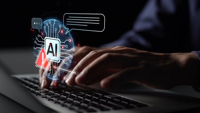 AI interface showing prompt error warning and system alert. AI prompt failure can lead to incorrect output or hallucination. Managing AI prompt error is crucial in safe AI deployment. Muxer