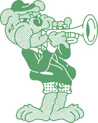 Retro Cartoon Dog Playing Trumpet – Vintage Jazz Musician Vector Illustration