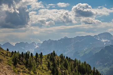 Fototapeta premium nature sceneries from the Pordoi Pass, Dolomites, Italy