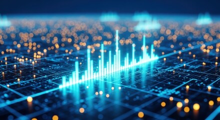 Obraz premium Abstract technology background with glowing circuit board and data stream