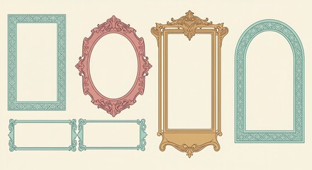 Collection of ornate vintage mirrors and frames