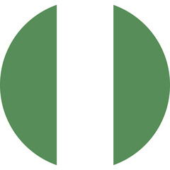 Flag of Nigeria round. National Nigeria flag. Nigerian circle button, banner, badge. Nigeria flag icon design. 