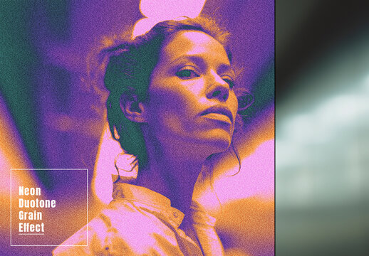 Neon Duotone Grain Portrait Photo Effect