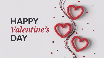 Happy valentines day greeting card with red heart shapes festive concept