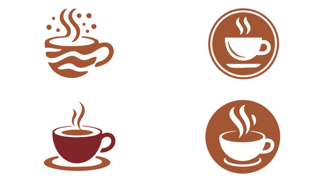 Stylized hot coffee cup icons