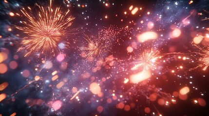 Vibrant fireworks explode in a symphony of color, painting the night sky with a dazzling display of light and energy