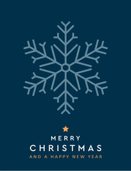 minimalistic christmas greeting card with snowflake vector illustration
