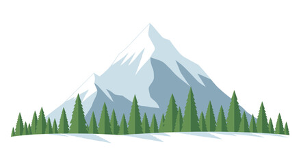 Majestic mountain peak with snow and evergreen trees, perfect for outdoorsy adventures, winter holiday promotions, and travel inspiration