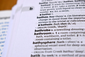 Fototapeta premium Close Up Of English Dictionary Page With Word - bathrobe